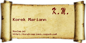Korek Mariann névjegykártya
